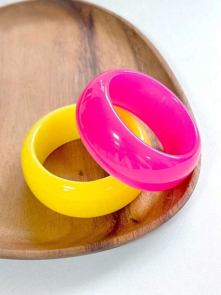 2026 European And American Fashion : Fashionable Women's Large Single-Color Bracelet, Round Design, Suitable For Daily Wear, Parties, And As A Gift. - Màu vàng - Xem 3