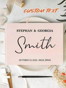 Customized Linen Wedding Guest Book, Personalized Linen Hard Cover Photo Album, Wedding Photo Guestbook, Wedding Memento And Anniversary Scrapbook, Perfect Gift - Multicolor - View 12