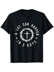 A Lot Can Happen In Three Days Christian Easter T-Shirt For Women And Men, Suitable For Outdoor T-Shirts For Men And Women, 100% - 黑色 - 查看 1
