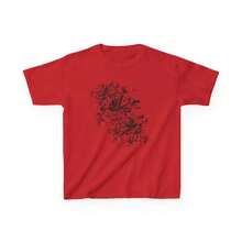 Red Baby T-Shirt With Black Bird And Flower Print, Summer Boho Floral Shirt, Vintage Tattoo Style Top, Soft Grunge Aesthetic T-Shirt, Dark Gothic Blouses For Women > Printed Shirt Blouses For Ladies - 紅色 - 查看 5