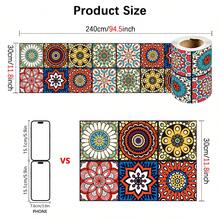 1 rollo de papel tapiz autoadhesivo, pegatina de pared plana con patrón de mandala vintage, pegatina de borde, pegatina de zócalo, adecuado para el hogar, la cocina, la habitación, la pared, la decoración del zócalo - 1PC - Ver 12