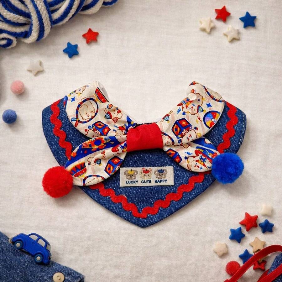 1 Pc Creative Circus Clown Series Tie, Cat Dog Bib, Cute Drool Towel Tie - Red - View 1