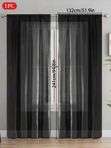 1pc Solid Color Semi-Blackout Curtain, Rod Pocket Design Room Divider Curtain, Suitable For Living Room, Bedroom, Wedding, Party Backdrop Decoration, 70gsm - Multicolor - View 92
