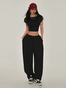 Camiseta negra con espalda abierta, adecuada para talla pequeña, para verano - Negro - Ver 3