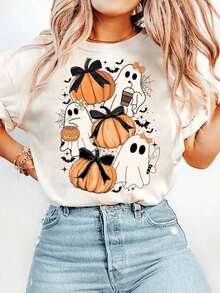 1 Sexy Casual Party Elegant Sweet High Elasticity Beach Night Out Vacation Wedding Sporty College Holiday Office Home Daily Date Birthday Party Baby Shower Summer Halloween Pumpkin Print - 白色的 - 查看 1