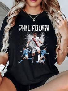 Artistic Image Showing A Footballer In Motion With A Splash Background Symbolizing Passion, Effort And Sporting Energy. Modern Casual Comfortable Women's T-Shirt For Everyday Wear - Black - View 8