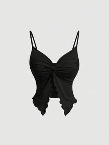 4 piezas Tops de mujer con frente retorcido y cruzado - Blanco y Negro - Ver 5