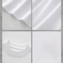 Camiseta gráfica de encaje estilo para mujer, cuello redondo oversize y manga corta, camiseta casual cómoda, ideal para el verano y salidas de fin de semana - Blanco - Ver 5