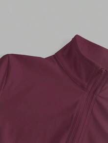 Chaqueta de manga larga de punto ajustada con protección solar para mujer en otoño/invierno, color albaricoque - Rojo violeta - Ver 4