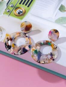 1 Pair Fashion Colorful Polka Dot Acrylic Geometric Water Drop Round Dangle Earrings, Suitable For Daily Wear - Colorful - View 3