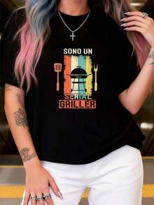Camiseta "I'm a Serial Griller BBQ Grill" copy.jpgcamiseta de ejercicio al aire libre para mujer, camisetas gr£ficas, tops cortos, conjuntos, tops, camisetas VY21 - Negro - Ver 2