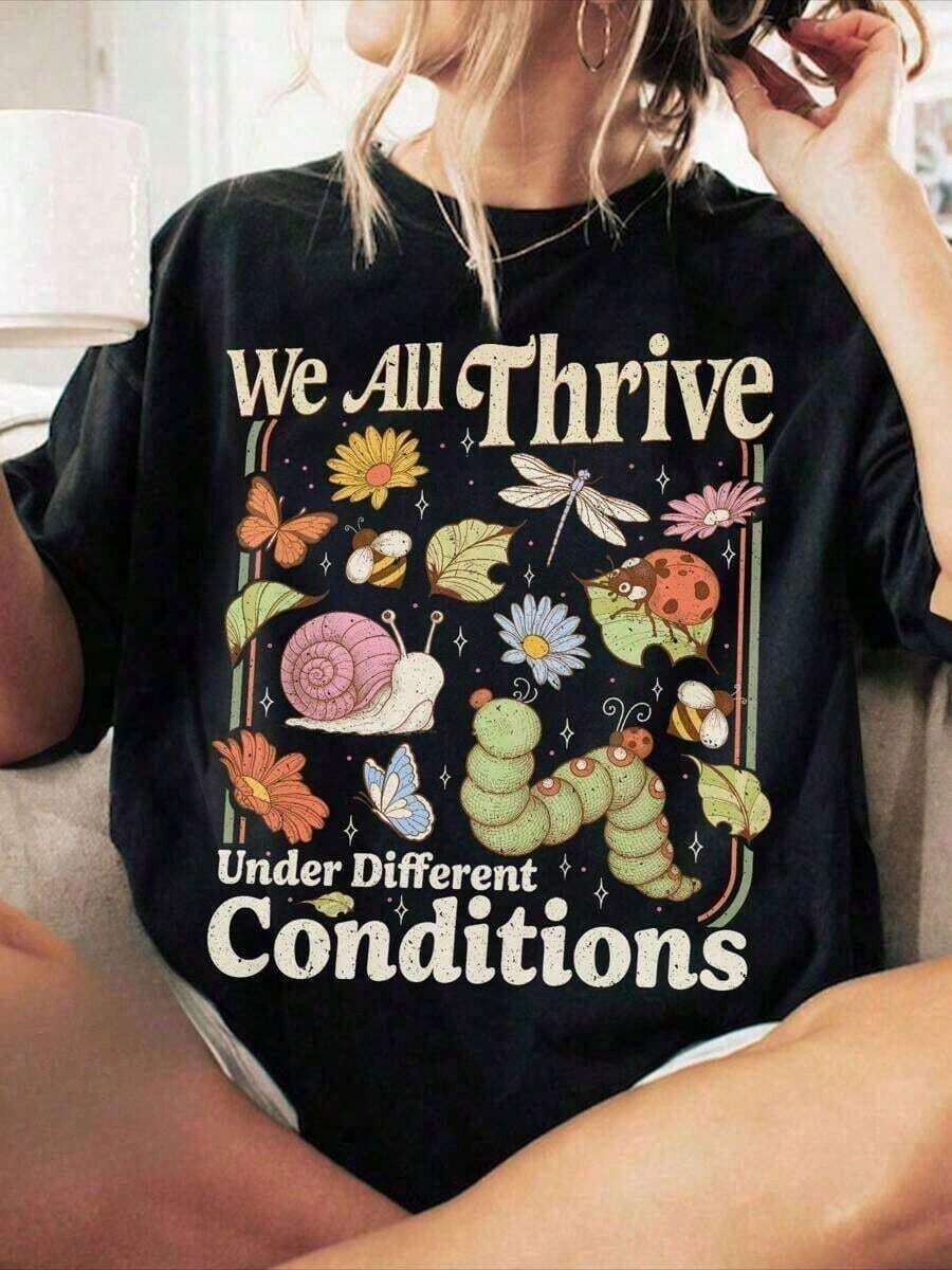 1 Piece BCBA Neurodiversity T-Shirt, Special Education Teacher T-Shirt, Mental Health T-Shirt, Classic Graphic Print Short Sleeve Unisex, Casual Short Sleeve T-Shirt For Women 2026soft - 黑色 - 查看 1