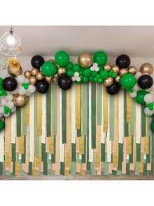 Set de 5 cintas de gasa verde oliva y marrón, decoración bohemia para bodas y fiestas, decoración de pared interior, eventos de celebración, cumpleaños, bodas, compromisos, aniversarios, graduaciones, decoración de fiestas de verano - Multicolor - Ver 5