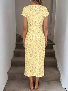 Vestido midi casual de mujer con estampado de lunares, cintura retorcida y abertura alta sin mangas; Vestido ajustado texturizado casual de mujer; Conjunto de fitness de mujer; Vestido de invitada de boda de mujer; Atuendo de oficina de mujer - Multicolor 3 - Ver 4
