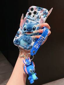 Disney Lilo And Stitch Phone Case : 3D Fluffy Pattern Border Protector Phone Soft Phone Case With A Free Cute Stitch Bracelet Chain Lanyard, Stitch, Lilo, Angel, For Apple 17 Promax 17 Pro 16 15 14 13 12 11 Pro Max XS Max X XR Soft Cover Summer Phone Case - trắng - Xem 4