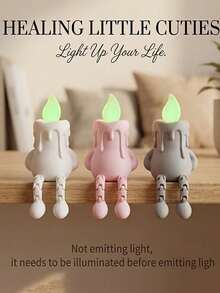 Creative 3D Printed Glow-In-The-Dark Candle Man Figurine, Healing Desktop Decor, Mini Ornament, Desktop Companion Accessory, Suitable For Decoration/Computer Decor, Home Decor - Multicolor - View 2