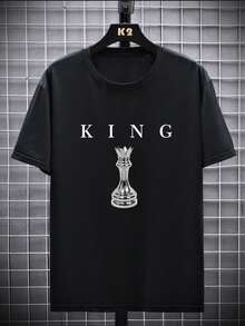 T-shirt décontracté, ample, à col rond et manches courtes, mode polyvalente, grande taille, été - Noir - Voir 2