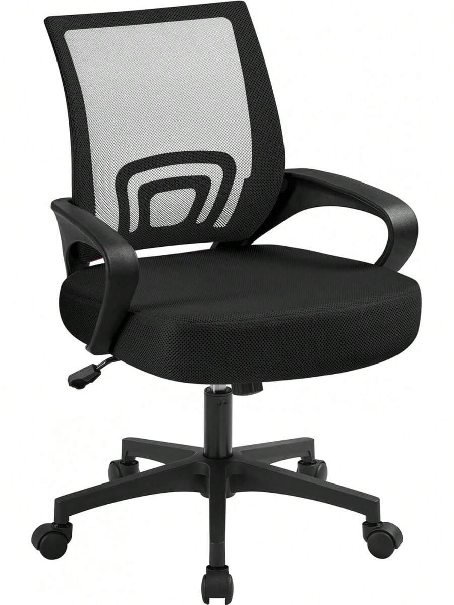 Modern Ergonomic Office Chair Adjustable Swivel Mesh Computer Chair With Back Support Arms Wheels For Home Work Students Study Black - Black - View 1