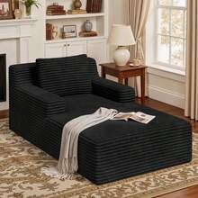 Indoor Chaise Lounge, Sofa Bed, Living Room Sofa, Corduroy Sofa, Sofas For Living Room, Low Sleeper Sofa, Reading Chairs, No Assembly Required - Black - View 1
