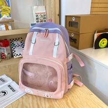 ゲーミングバッグ 大容量 透明 パステルカラー 学生リュック 女子中学生 高校生 - 紫にピンク - チェックする 8