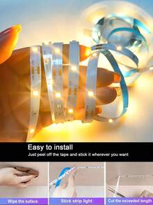 USB LED Light Strip, Hand Sweep Sensor Control, Warm White Dimmable, Cuttable & Bendable Soft Light Bar, Suitable For Bedroom, Mirror, Cabinet, Kitchen And Home Decor - One Size Fits All - View 3