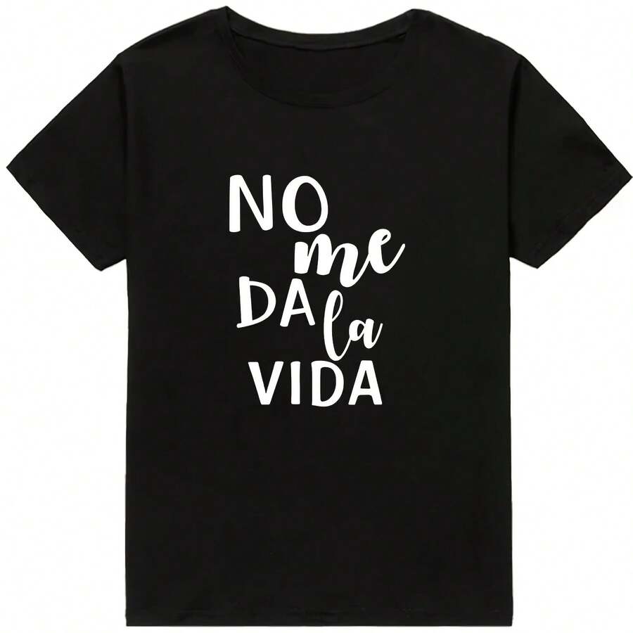 Camiseta de Mujer con Estampado 'It Doesn't Give Me Life', Tallas Asiáticas S-5XL, Estilo Casual Básico, Manga Corta - forma - Ver 1