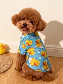 LUCKIE LABO 1pc Cute Duck Pattern Dog Pajamas, Casual Fashion Pet Shirt With Buttons, Suitable For Cats And Dogs Indoor And Outdoor - Multicolor - View 13
