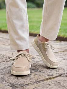 Men's Arch Support Casual Slip On Loafers Wide Toe Box Non Slip Lightweight Breathable Comfortable Shoes - 米色 - 查看 5