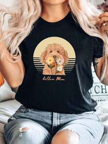 Comfortable1 pieza de g, Camiseta de Algodón Puro con Estampado Golden Doodle, Regalo para Ella, Camiseta para Mamá Golden Doodle, Para Amantes de Golden Doodle, Te amo Golden Doodle para el - Blanco - Ver 7