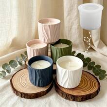 1pc Handmade Plaster Cement Candle Holder Silicone Mold, Ripple Storage Jar Creative Decor Plaster Mold, Succulent Planter Pot Mold, Reusable - Jar Mold - View 5