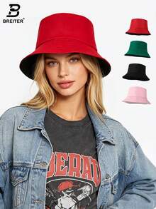 1pc Candy Color Unisex Foldable Sun Hat, Suitable For Outdoor, Travel, Vacation, Casual Daily Wear, Spring/Summer - A - View 2
