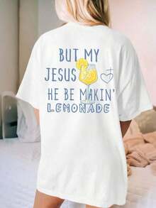 Minimalist. 1 Pack. 100% Cotton. Life Gave Me Lemons. Casual Printed Short-Sleeved Round Neck T-Shirt, Women's Summer Top. - 白色 - 查看 7