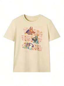 Short-Sleeve T-Shirt With A Fun And Historical Style, Fashionable Short-Sleeve T-Shirt For Spring And Summer 2026, Made In Mexico, 180 Grams. Cartoon Print, Couple Design, Suitable For Indoor Or Outdoor Wear. Crew Neck, Unisex, Ideal For Office And Leisure. One-Pack. - APR-P631577SLNDXZGY503 - 查看 2
