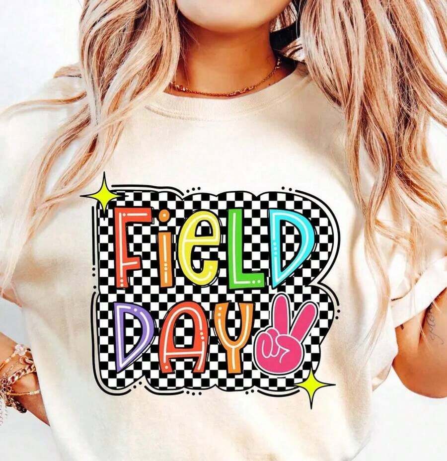 Field Day T-Shirt, Friendship Bracelet T-Shirt, School Field Day Sweatshirt, Field Day Holiday T-Shirt, Teacher T-Shirt, School T-Shirt - Unisex Vintage Urban Style, 100% Pure Cotton Short Sleeve T-Shirt - 白色 - 查看 1