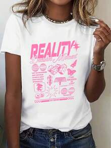 Camiseta de moda suave para mujer, nueva y moderna, con estampado de letras personalizado, camiseta asequible, camiseta de mujer, camiseta de algodón puro para mujer, no se deforma fácilmente, camiseta de algodón puro para mujer, absorbente de sudor y transpirable, blusas elegantes para mujer. - Blanco - Ver 7