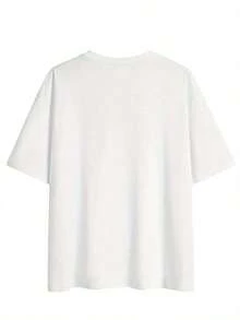 Graphic Print T-Shirt With Dropped Shoulders, Short Sleeves, Round Neck, Casual Top For Spring And Summer, Women's Clothing, Women's Blouses, Shirt. - 白色 - 查看 3