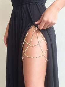 Gold-Plated Women's Elegant Crystal Decorated Leg Chain, Suitable For Formal Occasions, Parties, And Daily Wear - Gold - View 4