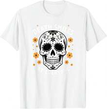 Camisetas estampadas de modaDia de los Muertos Smiling Skull Art T-Shirt,Conjuntos familiares a juego, camisetas divertidas para mujer en español, camisetas para niños y niñas, camisetas del Mundial 2026, camisetas de dibujos animados/anime, camisetas con estampado de gatitos. - Blanco - Ver 7