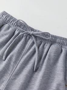 Women Knee Length Shorts, Elastic Waist Riveted Loose Summer Casual Shorts Streetwear - Gris Claro - Ver 8
