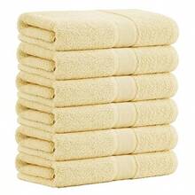 Aibaser - Toallas de baño, 27 x 54 pulgadas, naturales, ultra absorbentes para baño, viajes, gimnasio, ducha y spa juego de 6 piezas - Amarillo - Ver 6