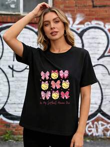 180g Softball Mom Era T-Shirt-The Perfect Gift For Mom, A T-Shirt For Family Outings In Spring, A  Printed Top For Women, A Team-Spirited Uniform. XM9Y - 黑色 - 查看 1