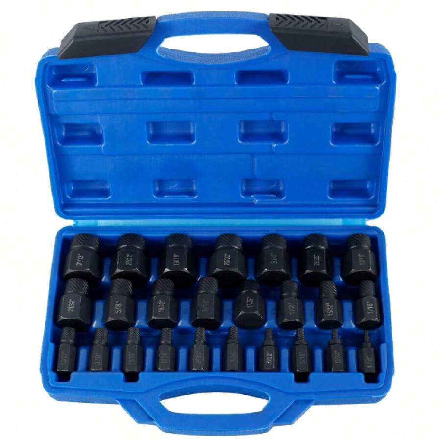 25-Piece Screw Extractor Set, Alloy Structural Steel Hex Shank, Imperial Bolt Extractor Set, Screw Extraction Kit - A - View 1