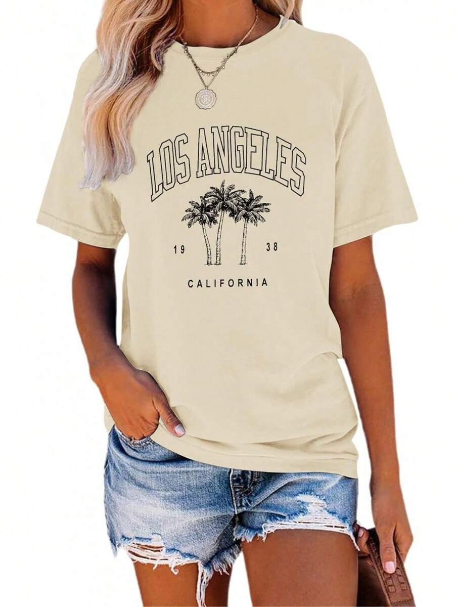 Sudadera con estampado de letras Rachel para mujer, con diseño de letras, divertidas, informales - Albaricoque - Ver 1