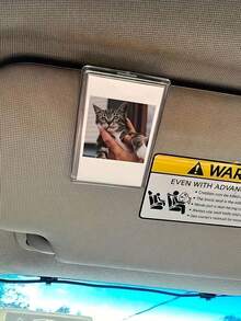 1pc Personalized Car Visor Photo Frame Clip, Custom Photo Car Decor, Couple Gift, Cute Pet, Wallet Photo Frame, Durable And Stylish, Car Accessories, Car Visor, Vehicle Accessories, Stylish Clip-On Design - Sunshade Photo Frame Clip - View 1