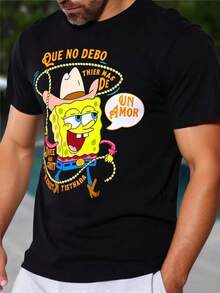 Playera Camiseta Unisex Bob Esponja Meme Un Amor Camiseta de alta calidad poliéster Playera Camiseta Unisex Bob Esponja Meme Un Amor para Fans de la Serie Apto para Hombres y Mujeres Diseño Divertido Ideal para Uso Casual - Blanco - Ver 3