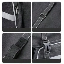 Sacoche de vélo, sacoche de vélo de 28 litres, sacoche étanche avec bandes réfléchissantes, sacoche de vélo double couche, sacoche de selle (grise) - Gris - Voir 2
