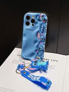 Disney Lilo And Stitch Phone Case : 3D Fluffy Pattern Border Protector Phone Soft Phone Case With A Free Cute Stitch Bracelet Chain Lanyard, Stitch, Lilo, Angel, For Apple 17 Promax 17 Pro 16 15 14 13 12 11 Pro Max XS Max X XR Soft Cover Summer Phone Case - trắng - Xem 5