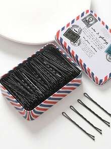 100pcs/Box Women's Hair Clips, Basic Wave Design, Classic T-Shape Design, Black, Suitable For Daily Use. Hair Clips,Claw Clips - Multicolor - View 3
