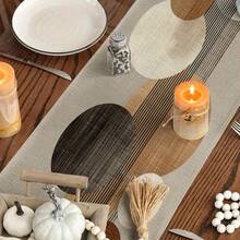 1pc Round Line Combination Table Runner, Colorblock Geometric Pattern All-Season Design, Artistic Linear Style Printed Polyester Tablecloth, Striped Pattern Home Decor, Creative Space Arrangement For Festivals And Gatherings - Multicolor - View 6