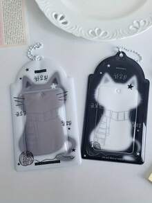 1pc Black Cat Card Holder - PVC Card Holder - 3 Inch Small Card Protector - Campus Card Storage - Meal Card Display Accessory - Multicolor - View 4